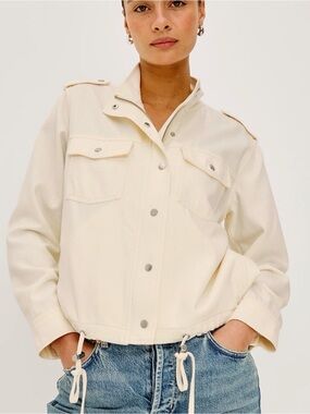 Rails Collins Utility Jacket Bone Tencel Linen Military Large L